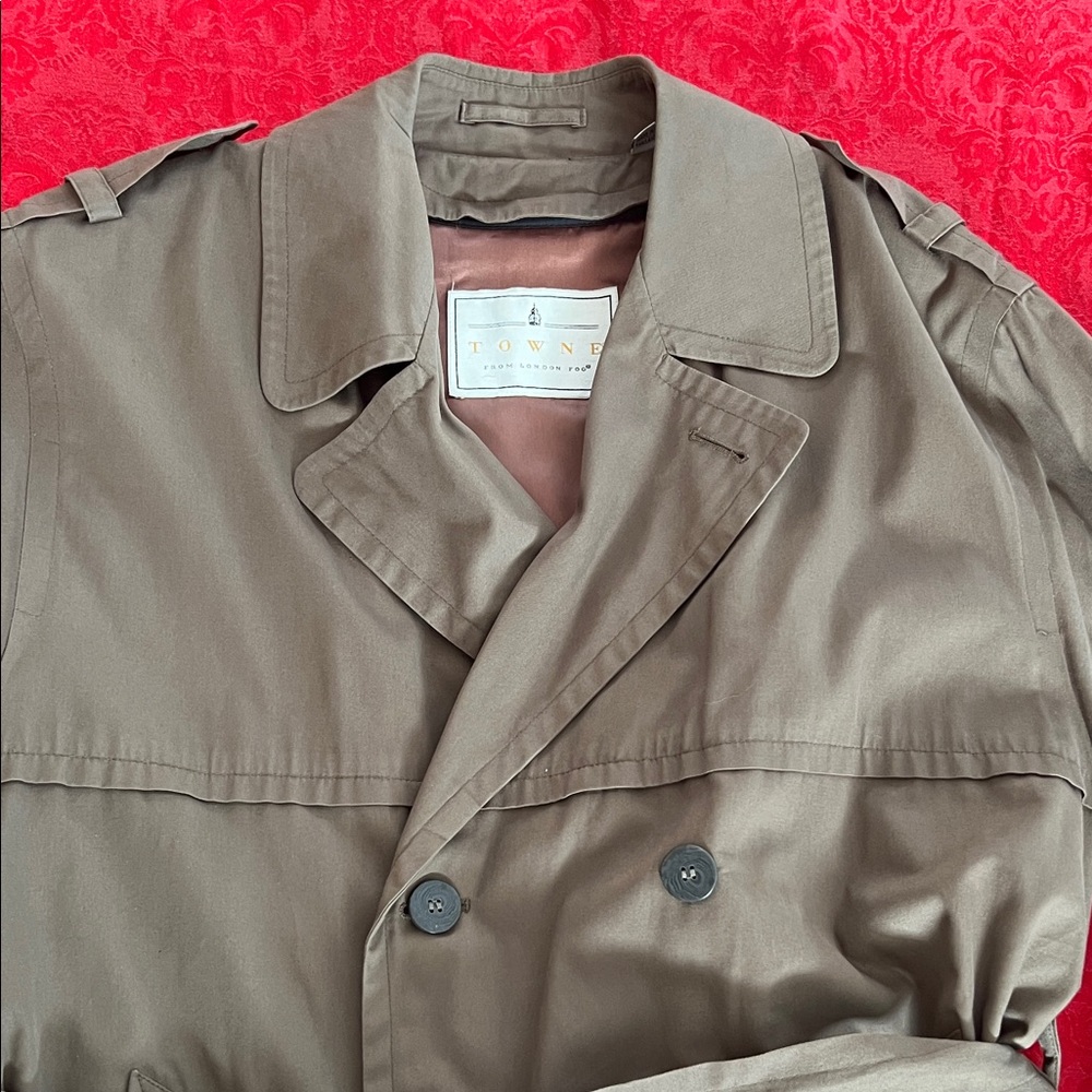 Vintage London Towne London Fog Trench Coat Belted Double Breasted 46 Chest